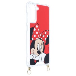 Funda Funda Minnie Fondo Rojo Colgante - Clásicos Disney para Samsung Galaxy S21 FE