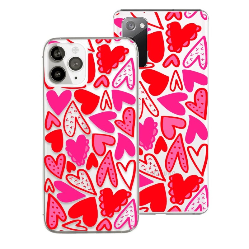 Funda Dibujo - Corazones Rosas