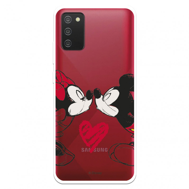 Fundaara Samsung Galaxy M02s Oficial de Disney Mickey y Minnie Beso - Clásicos Disney
