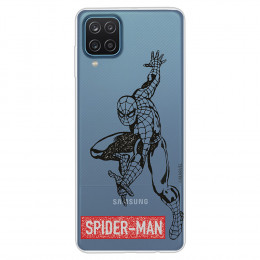 Funda para Samsung Galaxy M12 Oficial de Marvel Spider-Man Logo Rojo Transparente - Marvel