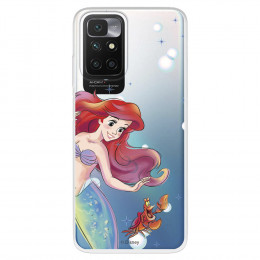 Funda para Xiaomi Redmi 10 Oficial de Disney Ariel y Sebastián Burbujas - La Sirenita