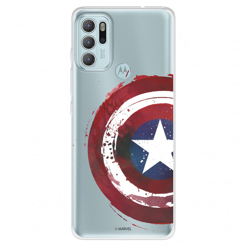 Funda para Motorola Moto G60S Oficial de Marvel Capitán América Escudo Transparente - Marvel