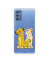 Funda para Samsung Galaxy M52 5G Oficial de Disney Simba y Nala Silueta - El Rey León