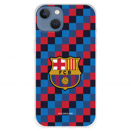 Funda para iPhone 13 del Barcelona Escudo Fondo Cuadros - Licencia Oficial FC Barcelona