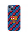 Funda para iPhone 13 del Barcelona Escudo Fondo Cuadros - Licencia Oficial FC Barcelona