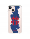 Funda para iPhone 13 Mini del Barcelona Escudo Rojo Trazo Azul - Licencia Oficial FC Barcelona