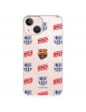 Funda para iPhone 13 Mini del Barcelona Escudo Patron Rojo y Azul Transparente - Licencia Oficial FC Barcelona