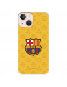 Funda para iPhone 13 Mini del Barcelona Escudo Mes que un Club Fondo Amarillo - Licencia Oficial FC Barcelona