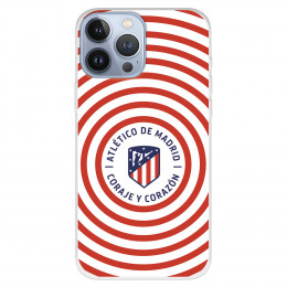 Funda para iPhone 13 Pro Max del Atleti Escudo Fondo Rojiblanco Circular - Licencia Oficial Atlético de Madrid