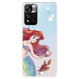 Funda para Xiaomi Redmi Note 11 Oficial de Disney Ariel y Sebastián Burbujas - La Sirenita