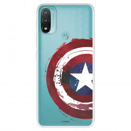 Funda para Motorola Moto E30 Oficial de Marvel Capitán América Escudo Transparente - Marvel