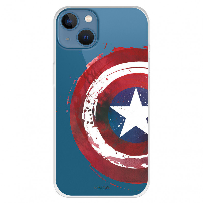 Cover per iPhone 13 Ufficiale di Marvel Scudo di Capitan America Trasparente - Marvel
