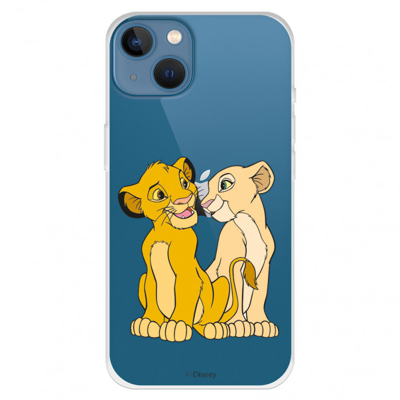 Cover per iPhone 13 Ufficiale Disney Simba e Nala Silhouette - Il Re Leone