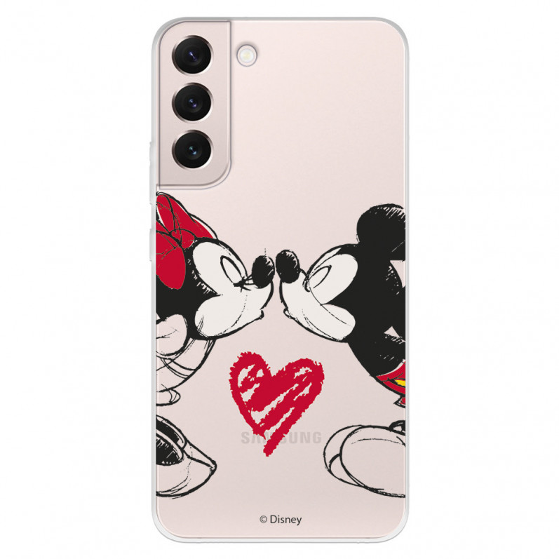 Cover per Samsung Galaxy S22 Ufficiale Disney Mickey e Minnie Baci - Classici Disney