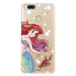 Funda Oficial Disney Sirenita y Sebastián Transparente para Xiaomi Mi A1 - La Sirenita