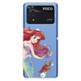 Funda para Xiaomi Poco M4 Pro 4G Oficial de Disney Ariel y Sebastián Burbujas - La Sirenita