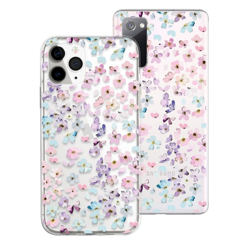 Funda dibujo - Flores azules y lila