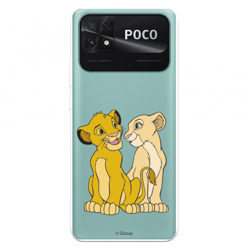 Cover per Xiaomi Poco C40 Ufficiale della Disney Simba e Nala Silhouette - Il Re Leone
