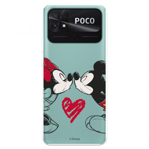 Cover per Xiaomi Poco C40 Ufficiale della Disney Mickey e Minnie Bacio - Classici Disney