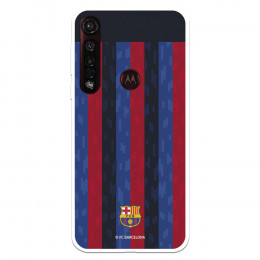 Funda para Motorola Moto G8 Plus del FC Barcelona Fondo Rayas Verticales  - Licencia Oficial FC Barcelona