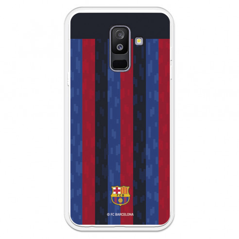 Funda para Samsung Galaxy A6 Plus 2018 del FC Barcelona Fondo Rayas Verticales  - Licencia Oficial FC Barcelona