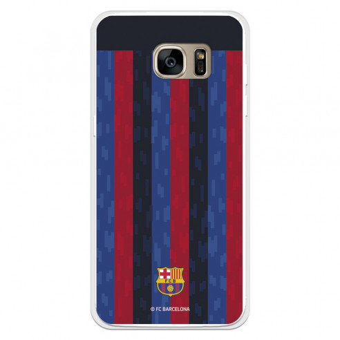 Funda para Samsung Galaxy S7 Edge del FC Barcelona Fondo Rayas Verticales  - Licencia Oficial FC Barcelona