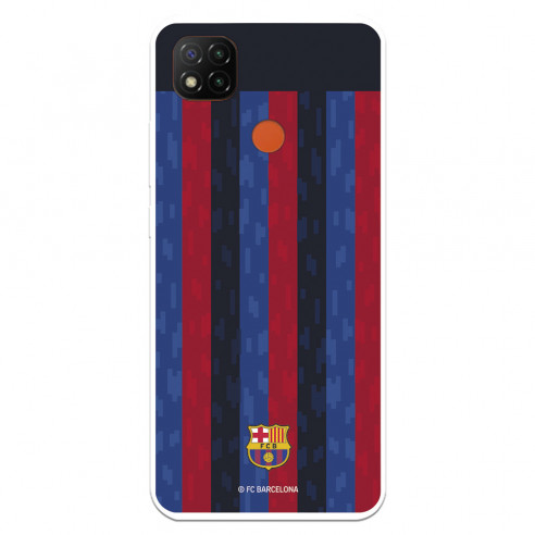 Funda para Xiaomi Redmi 9C del FC Barcelona Fondo Rayas Verticales  - Licencia Oficial FC Barcelona