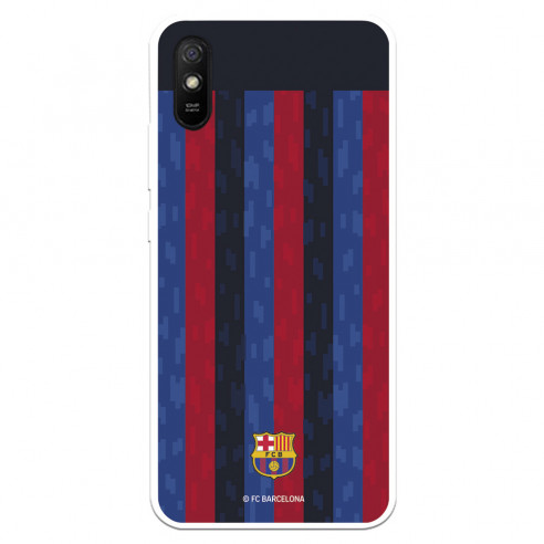Funda para Xiaomi Redmi 9A del FC Barcelona Fondo Rayas Verticales  - Licencia Oficial FC Barcelona