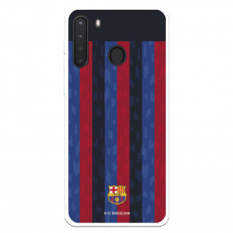 Funda para Samsung Galaxy A21 del FC Barcelona Fondo Rayas Verticales  - Licencia Oficial FC Barcelona