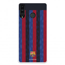 Funda para Huawei P30 Lite del FC Barcelona Fondo Rayas Verticales  - Licencia Oficial FC Barcelona