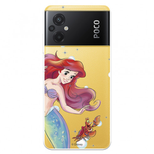 Funda para Xiaomi Poco M5 Oficial de Disney Ariel y Sebastián Burbujas - La Sirenita