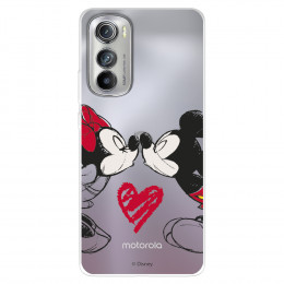 Funda para Motorola edge 30 Oficial de Disney Mickey y Minnie Beso - Clásicos Disney