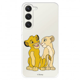 Funda para Samsung Galaxy S23 Oficial de Disney Simba y Nala Silueta - El Rey León