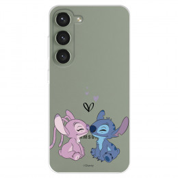 Funda para Samsung Galaxy S23 Plus Oficial de Disney Angel & Stitch Beso - Lilo & Stitch
