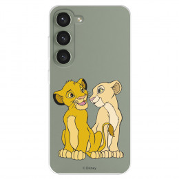 Funda para Samsung Galaxy S23 Plus Oficial de Disney Simba y Nala Silueta - El Rey León