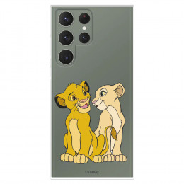 Funda para Samsung Galaxy S23 Ultra Oficial de Disney Simba y Nala Silueta - El Rey León