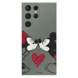 Funda para Samsung Galaxy S23 Ultra Oficial de Disney Mickey y Minnie Beso - Clásicos Disney
