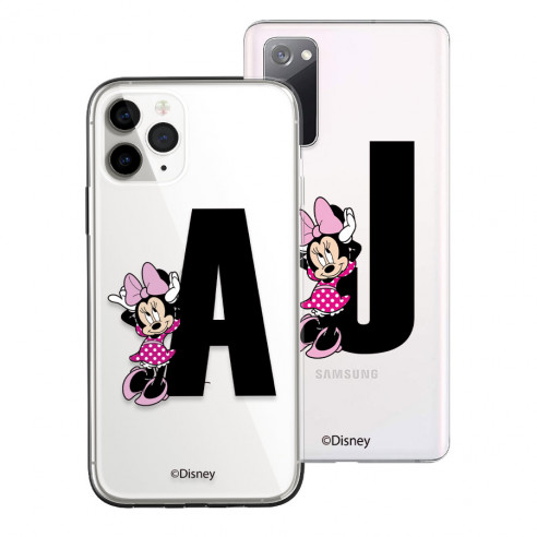 Cover Smartphone personalizzata Disney con le tue Iniziali Minnie Vestito Rosa - Licenza Ufficiale di Disney