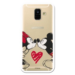 Funda para Samsung Galaxy A6 2018 Oficial de Disney Mickey y Minnie Beso - Clásicos Disney