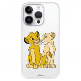 Funda para iPhone 15 Pro Oficial de Disney Simba y Nala Silueta - El Rey León