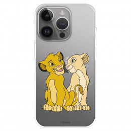 Funda para iPhone 15 Pro Max Oficial de Disney Simba y Nala Silueta - El Rey León