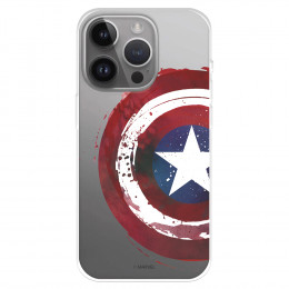 Funda para iPhone 15 Pro Max Oficial de Marvel Capitán América Escudo Transparente - Marvel