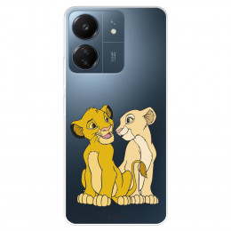 Funda para Xiaomi Redmi 13C Oficial de Disney Simba y Nala Silueta - El Rey León