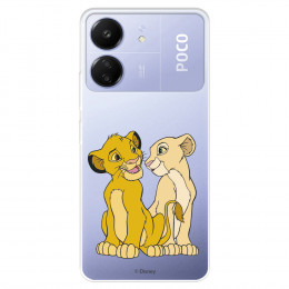 Funda para Xiaomi Poco C65 Oficial de Disney Simba y Nala Silueta - El Rey León