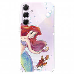 Funda para Samsung Galaxy A55 5G Oficial de Disney Ariel y Sebastián Burbujas - La Sirenita