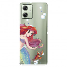 Funda para Motorola Moto G54 5G Oficial de Disney Ariel y Sebastián Burbujas - La Sirenita