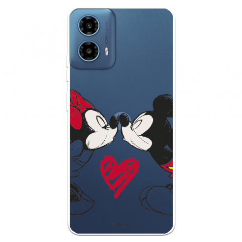 Funda para Motorola Moto G34 Oficial de Disney Mickey y Minnie Beso - Clásicos Disney