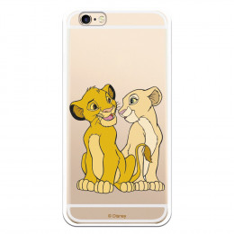 Carcasa Oficial Disney Simba y Nala transparente para iPhone 6S - El Rey León- La Casa de las Carcasas