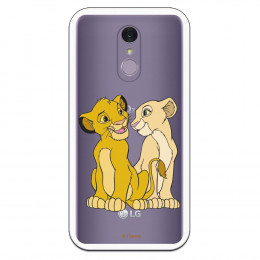 Carcasa Oficial Disney Simba y Nala transparente para LG Q7 - El Rey León- La Casa de las Carcasas