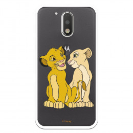 Carcasa Oficial Disney Simba y Nala transparente para Motorola Moto G4 - El Rey León- La Casa de las Carcasas